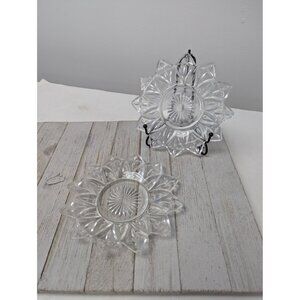 Vintage Set 2 Federal Glass Petal Pattern Bread Butter Saucer Plate 6 1/2" Salad